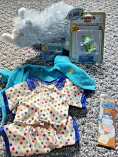 WEBKINZ BLUE RHINO~Bedtime Themed Set-Hippo Figure & Bookmark +Pajama & Robe Set