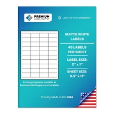 White Sticker Barcode Labels – 2" x 1" – Laser/Inkjet Compatible – (40 per Sh...
