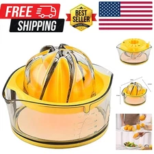 Citrus Lemon Orange Juicer, Manual Hand Squeezer with Built-in Measuring Cup ...