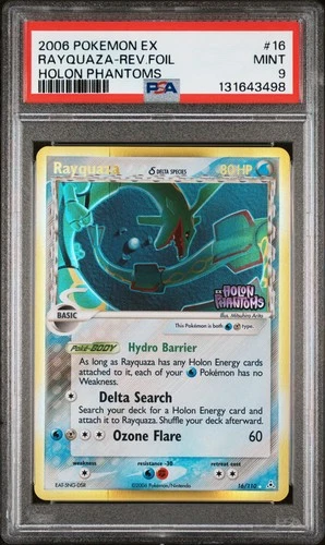 2006 POKEMON EX HOLON PHANTOMS #16 RAYQUAZA-REVERSE FOIL PSA 9