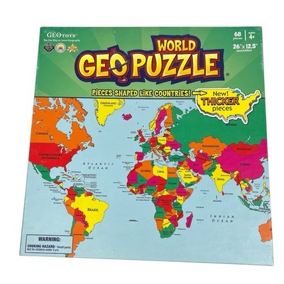GeoPuzzle GeoToys Geography World Map Puzzle Country Shaped Pieces 68 Complete