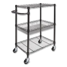 Alera SW342416BA 3-Tier Wire Rolling Cart - Black Anthracite New