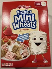 TWO Kellogg's Frosted Mini Wheats Strawberry Whole Grain Cereal 13.3 oz Set of 2
