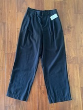 A New Day Women's Black High-Rise Wide Leg Pleated Front Trousers Size 8 Elastic