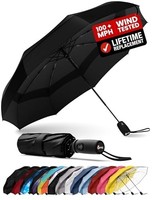 Repel Windproof Travel Umbrella - Compact & Withstands Winds up to 100MPH, Stron
