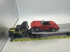 Vintage Car Hauler Truck w Trailer & Porsche Convertible Project Car Toy