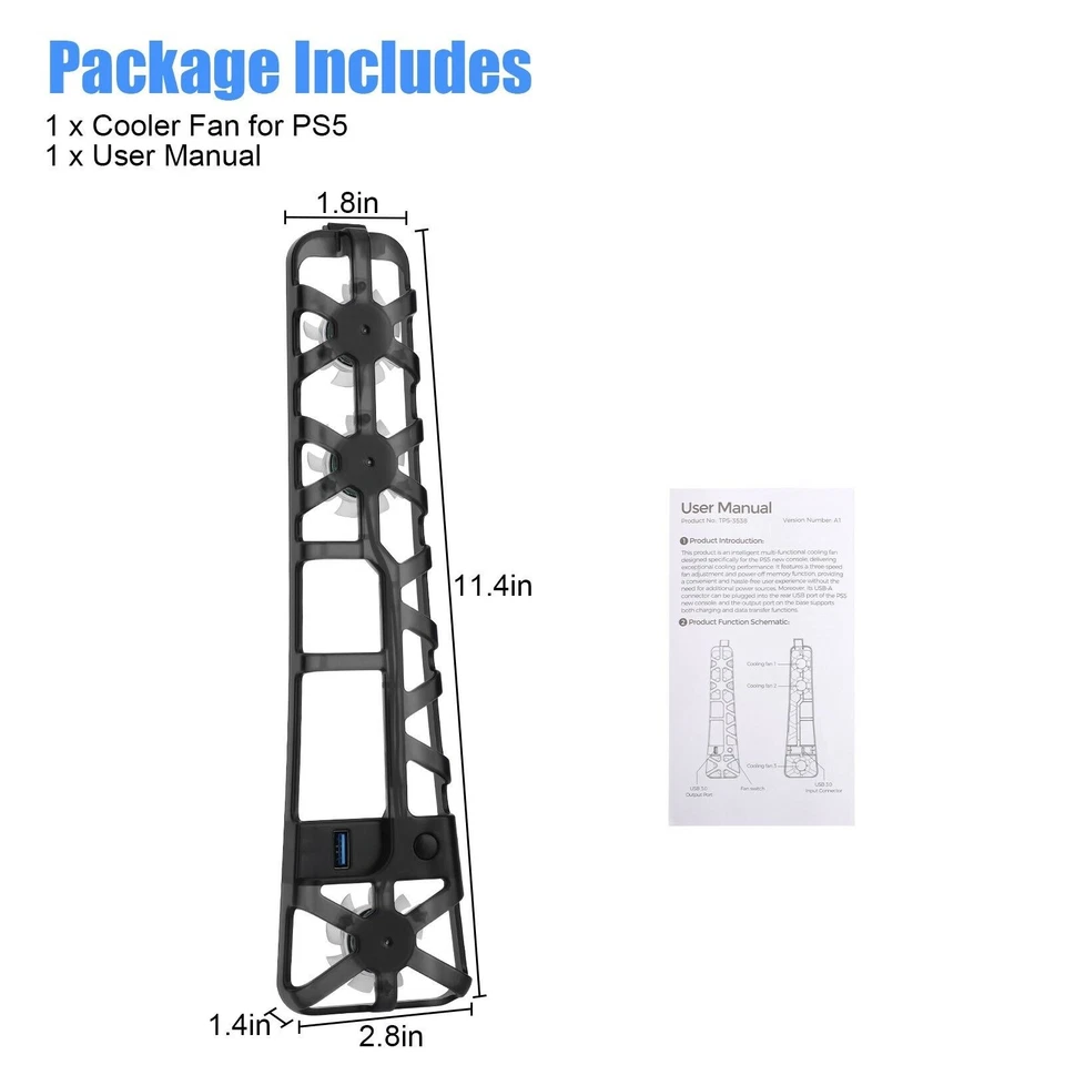 Upgraded Cooling Fan For PS5 Slim Disc/Digital Console Cooler Fan LED + USB 3.0 - Image 3 of 4