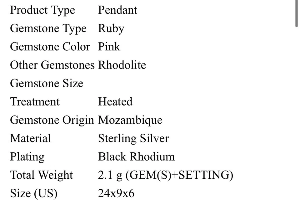 Pingente artesanal exclusivo cabochão rubi rodolita 925 preto banhado a ródio - Imagem 4 de 4