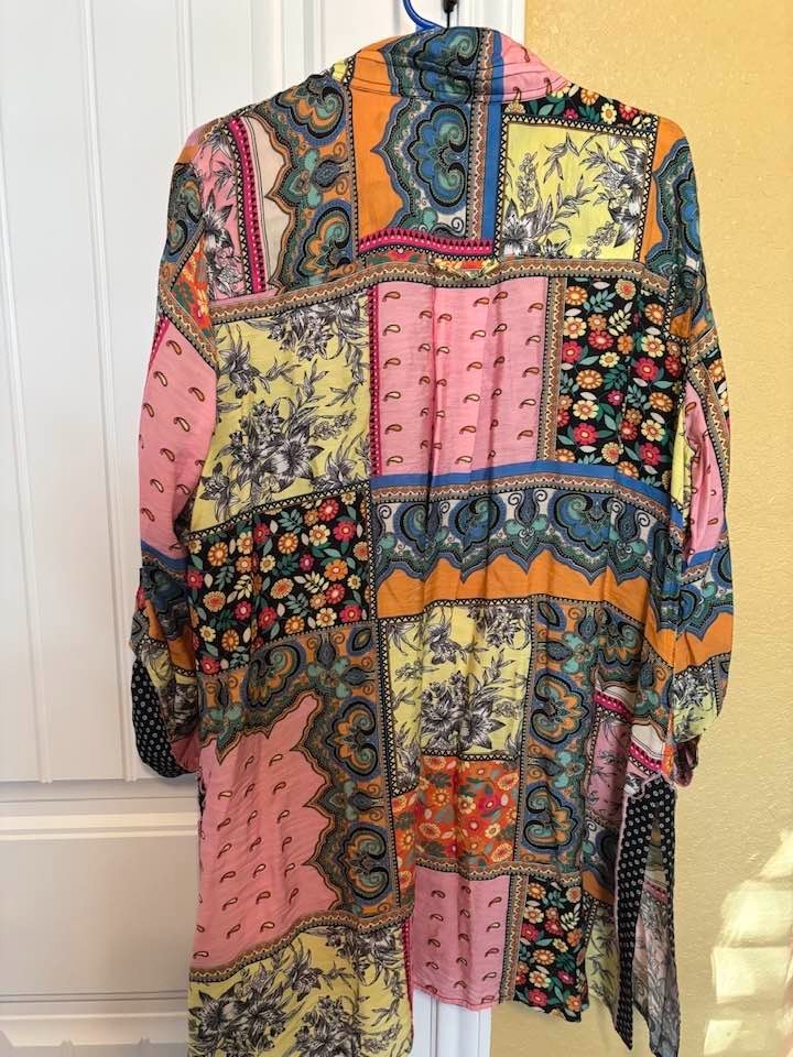 John Mark Patchwork Print Multicolor Patterned Sh… - image 4