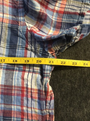 RALPH LAUREN Hemd Herren Large kariert kariert 100% Leinen Kurzarm Custom Fit - Bild 4 von 8