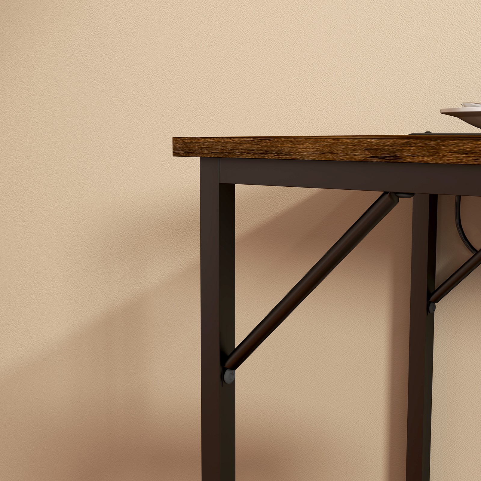 HOMCOM 70" Bar Table with Charging Station, Bar Height Pub Table, Brown