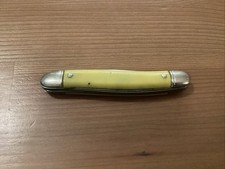 Vintage IMPERIAL Pocket Knife Yellow 2 Blades & Metal End Caps Made In USA
