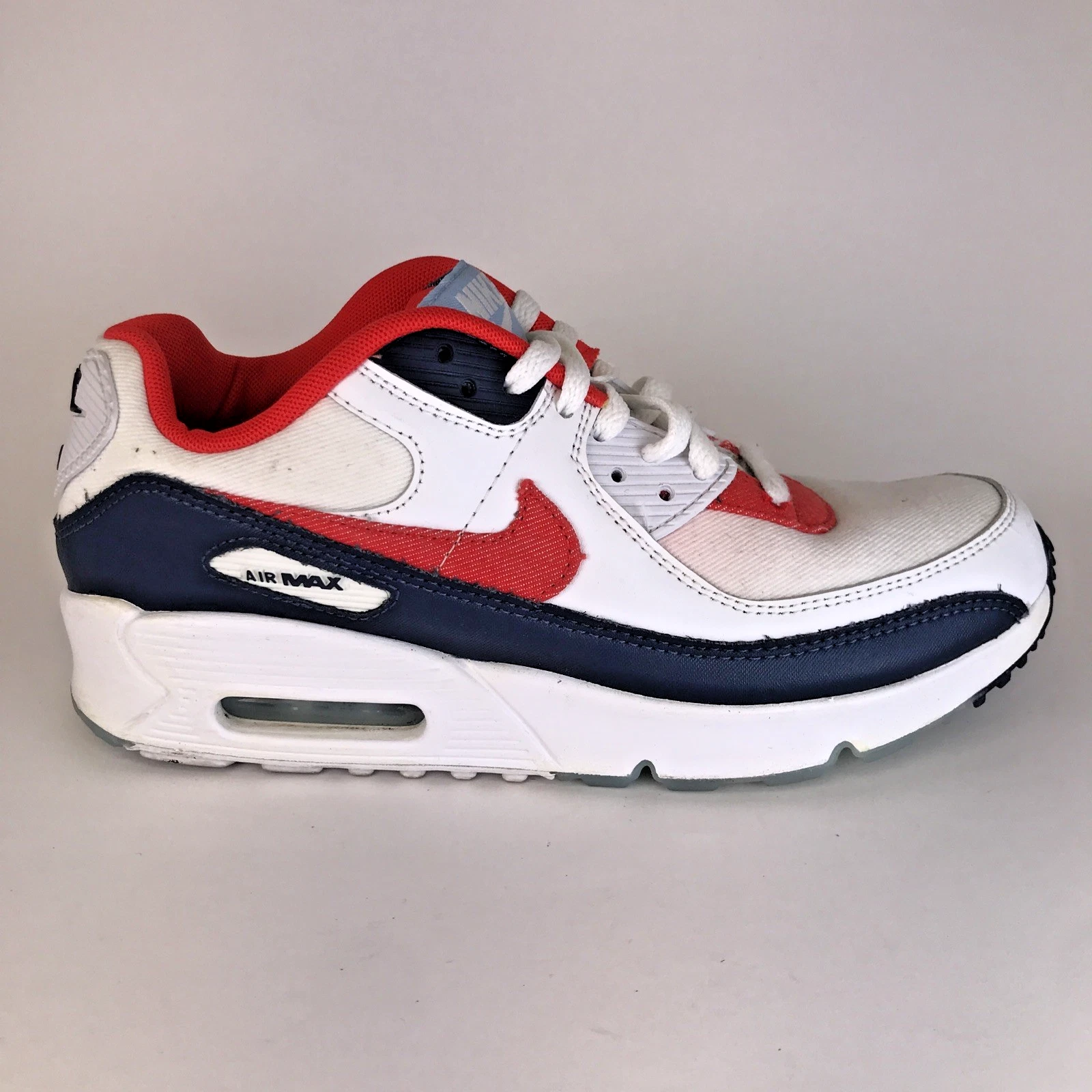 Nike Youth Air Max 90 GS DJ5177 100 Denim Bianco Rosso Navy Taglia 7 Y (8 5 Donna)