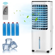 Evaporative Cooler Portable Air Cooler w/ 4 Ice Boxes & Remote Control