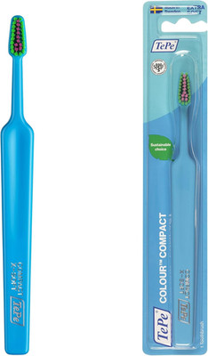 TePe Colour Compact Toothbrush, Extra Soft, Turquoise, 1pc, soft bristle toothbr