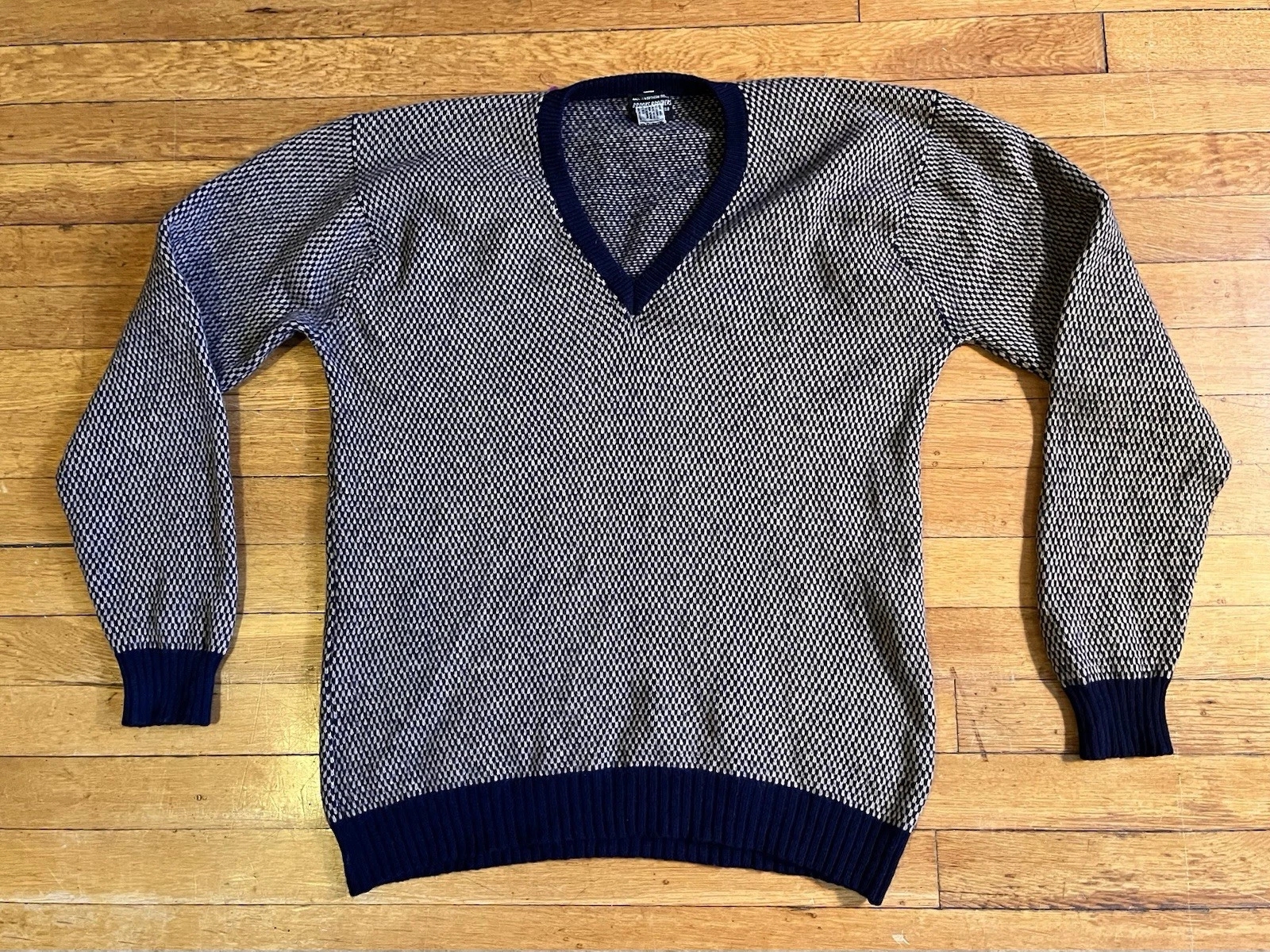 VINTAGE Brooks Brothers Wool Woven Pattern Sweater Men’s XL Blue Beige Ireland