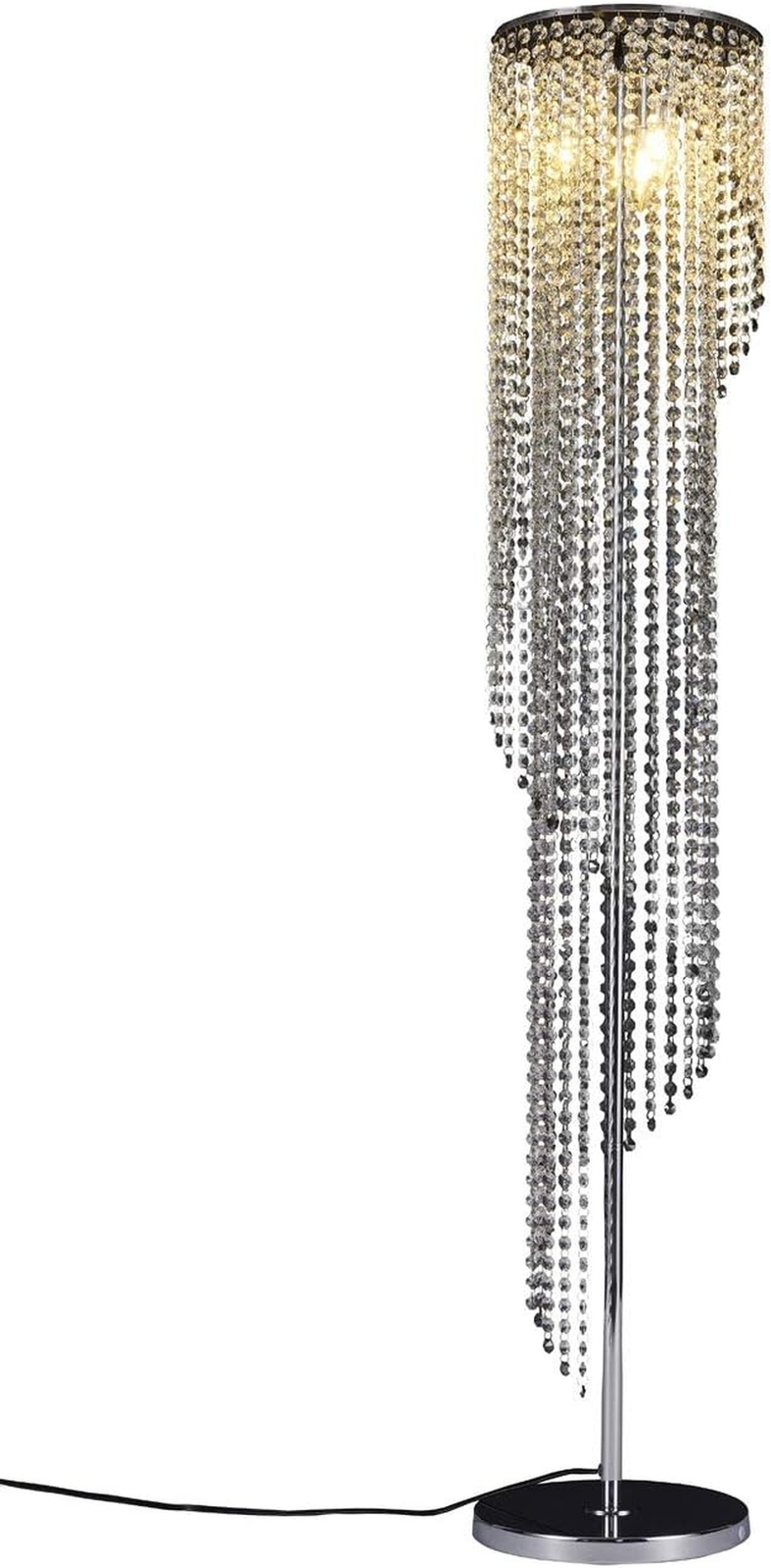Silver Crystal Floor Lamp S Shape Chrome Finish