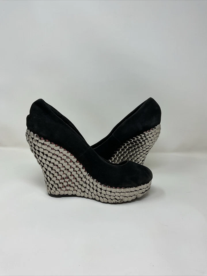 Jeffrey Campbell Havana Último RARO Negro Tachonado Cuña Mega Plataforma Zapatos Talla 8 Foto 4 de 4