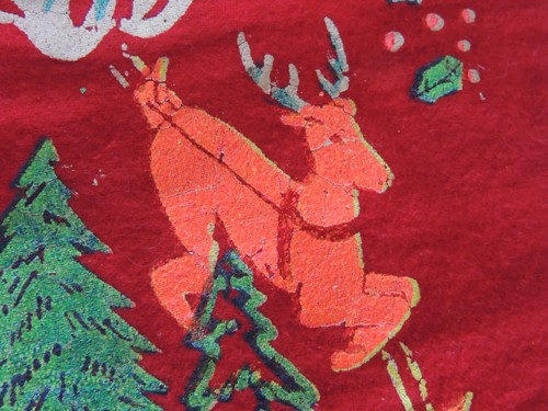 Medias vintage de fieltro rojo Jingle Bells Santa rosa intenso reno feliz Navidad - Imagen 5 de 7
