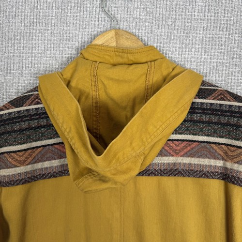 Roxy Hooded Anorak Jacket Drawstring Cargo Utility Chore Aztec Accents Sz L Tan - Picture 14 of 19