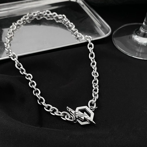 Titanium Steel Link Chain Lightning Necklace for Men Women,Punk Hip Hop Necklace - Picture 6 of 6