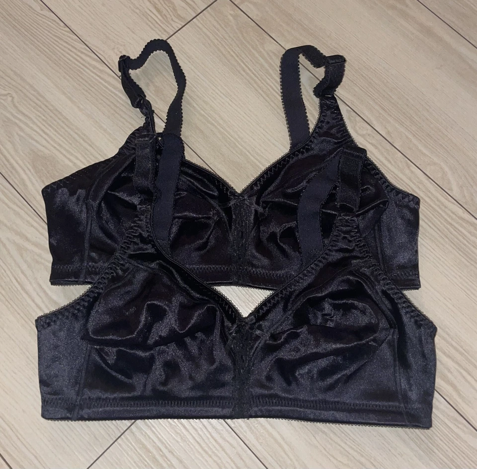 2 Sujetadores De Colección Bali 3820 Soporte Flexible Cobertura Completa Satinado WF Mujer 36C Negro Foto 2 de 4