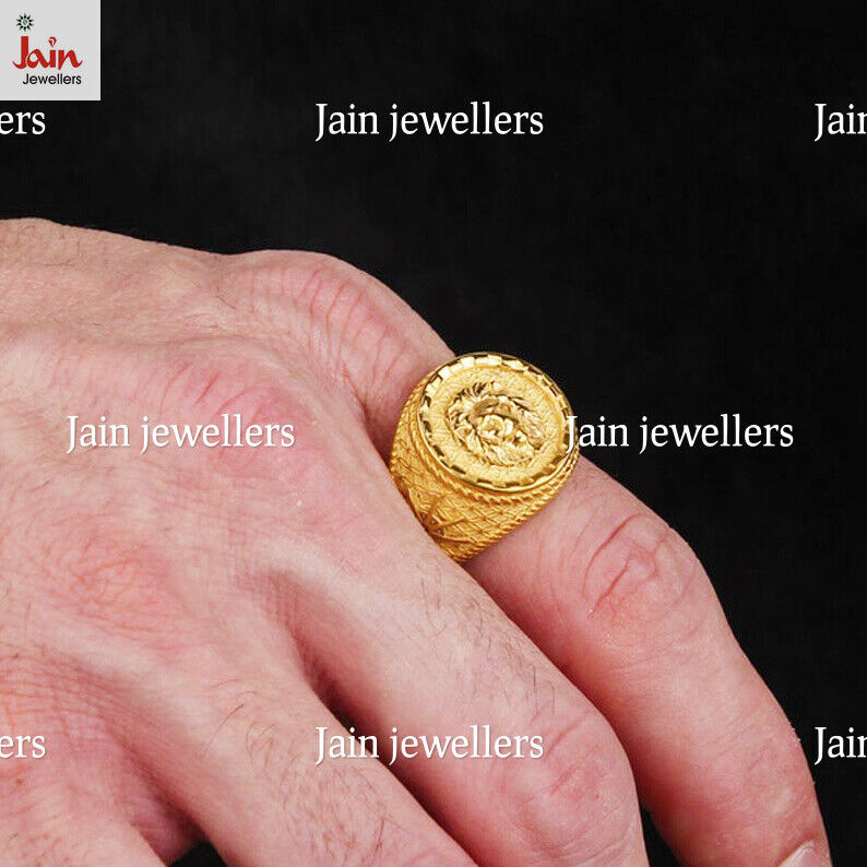 18 Kt, 22 Kt Yellow Gold Handmade Lion Head Men'S Ring 8 7 8 18 Kt, 22 Kt Yellow Gold Handmade Lion Head Men'S Ring 8 7 8