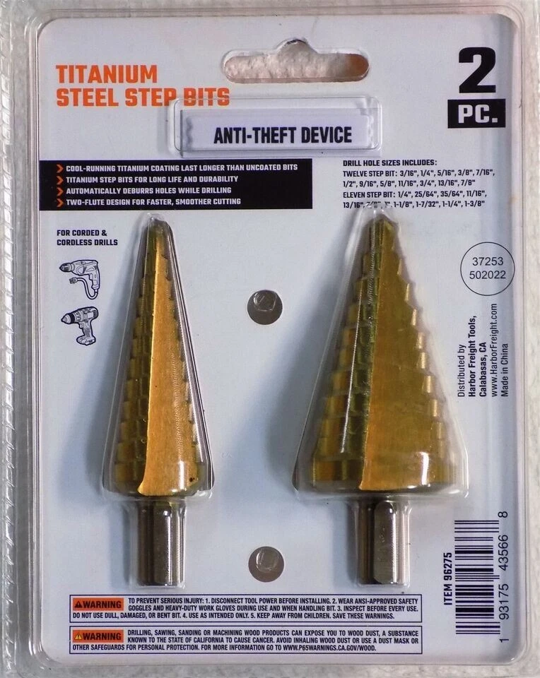 1/4 in. Titanium High Speed Steel Drill Bits, 7 Piece