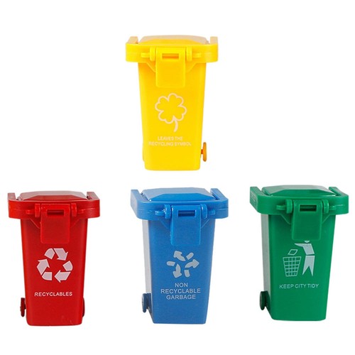 4Pcs Tiny Recycle Can Desktop Trash Can Recycle Bin - Picture 3 of 12