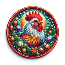 Christmas Chicken Patch Iron-on Applique Clothing, Wild Animals, Ornament, Santa