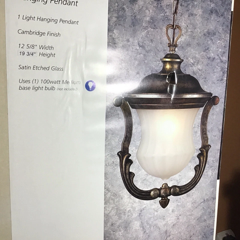 Kichler 剑桥户外吊坠悬挂灯全新带盒 — 第 2/3 张图片