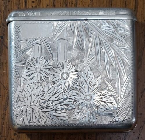 Sterling Silver .950 Cigarette Case Vintage Engraved Japanese Filter Cigs (#007) - Afbeelding 1 van 9