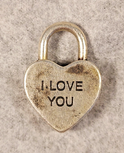 Vintage Tiffany & Co I LOVE YOU Heart Padlock Charm Pendant in Sterling Silver