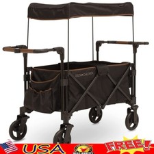 Stroller Wagon 2 Kids Compact Fold Push Pull W/ Canopy Cup Holders Storage New