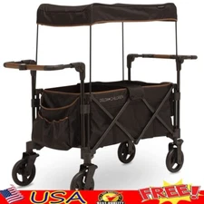 Stroller Wagon 2 Kids Compact Fold Push Pull W/ Canopy Cup Holders Storage New