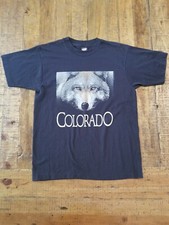 Vintage 90s Colorado Wolf T Shirt Mens Size Large Made In USA