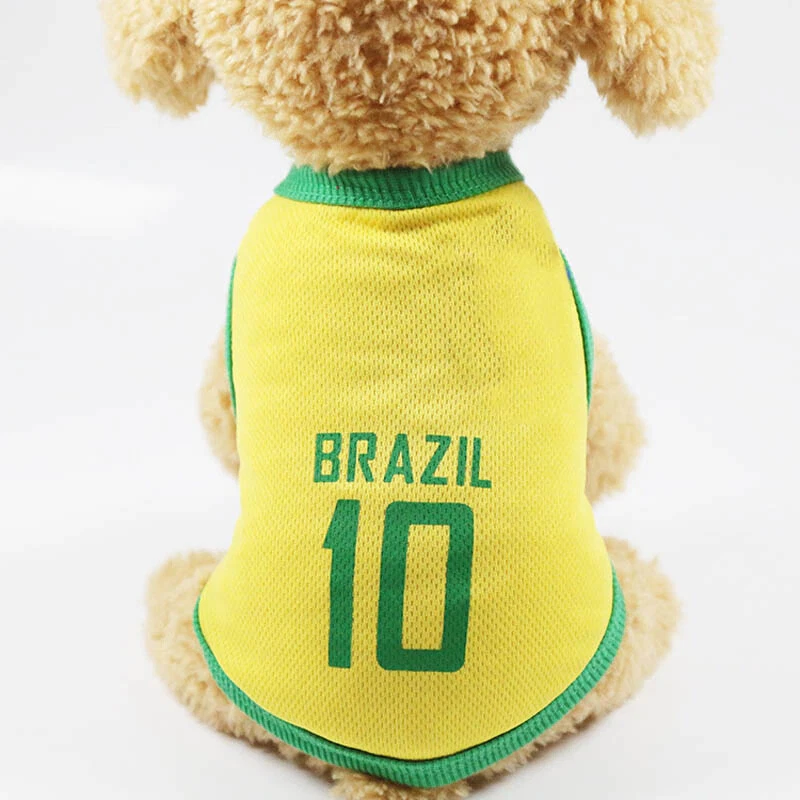 Mascota Perro Fútbol Partido Estampado Chaleco Ropa para Perros Disfraz Deportes Mascota Camiseta Foto 3 de 4