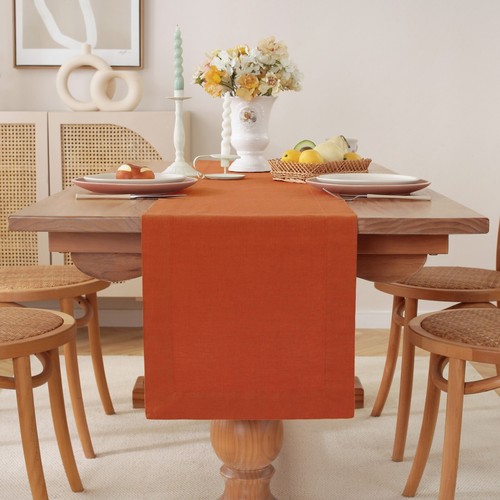 Corredor de mesa de lino francés premium para comedor, bodas y ocasiones especiales - Imagen 7 de 37