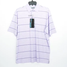 Roundtree & Yorke Performance Men's Short-Sleeve Polo Shirt S Purple Striped NWT