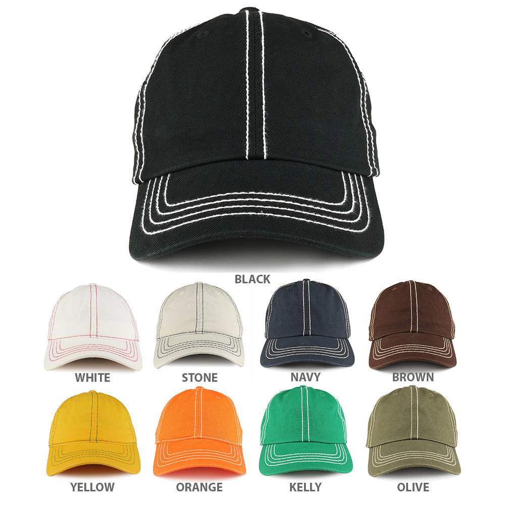 【AAKAM】Contrast Washed Cotton Ball Cap Plain Contrast Stitch Low Profile Washed Cotton Baseball Hat