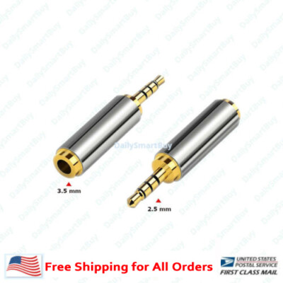 2.5mm Male to 3.5mm Female Stereo Audio Headphone Converter Adapter 