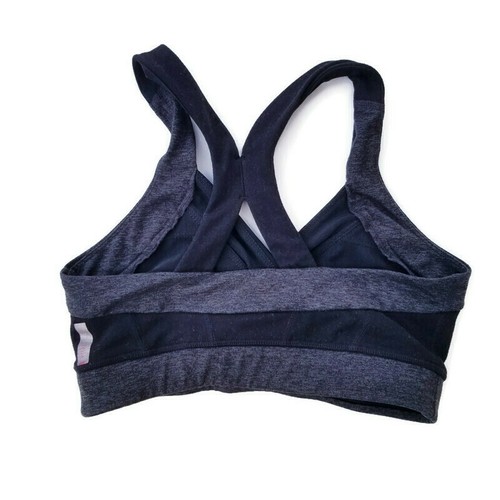 Zella Womens Sz XS Black Gray Strappy Support Sports Bra Yoga Gym Fitness - Picture 2 of 6