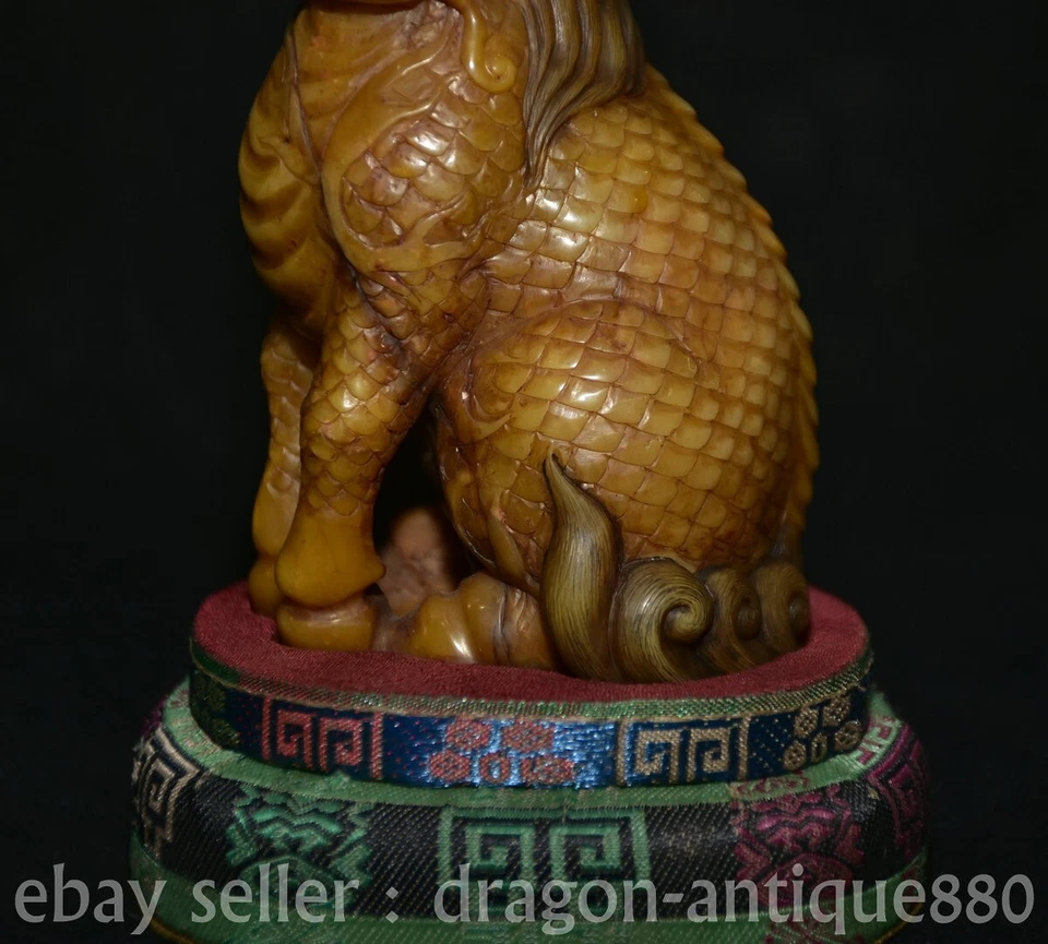 Estatua de bestia Kylin unicornio Qilin tallada en piedra natural Shoushan de China de 6,4" Foto 3 de 4