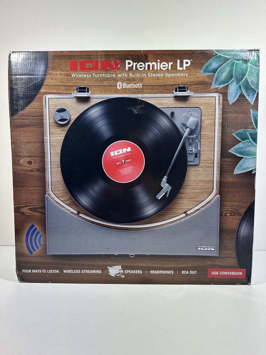ION PREMIER LP NATURAL BELT DRIVE BLUETOOTH TURNTABLE SPEAKER See