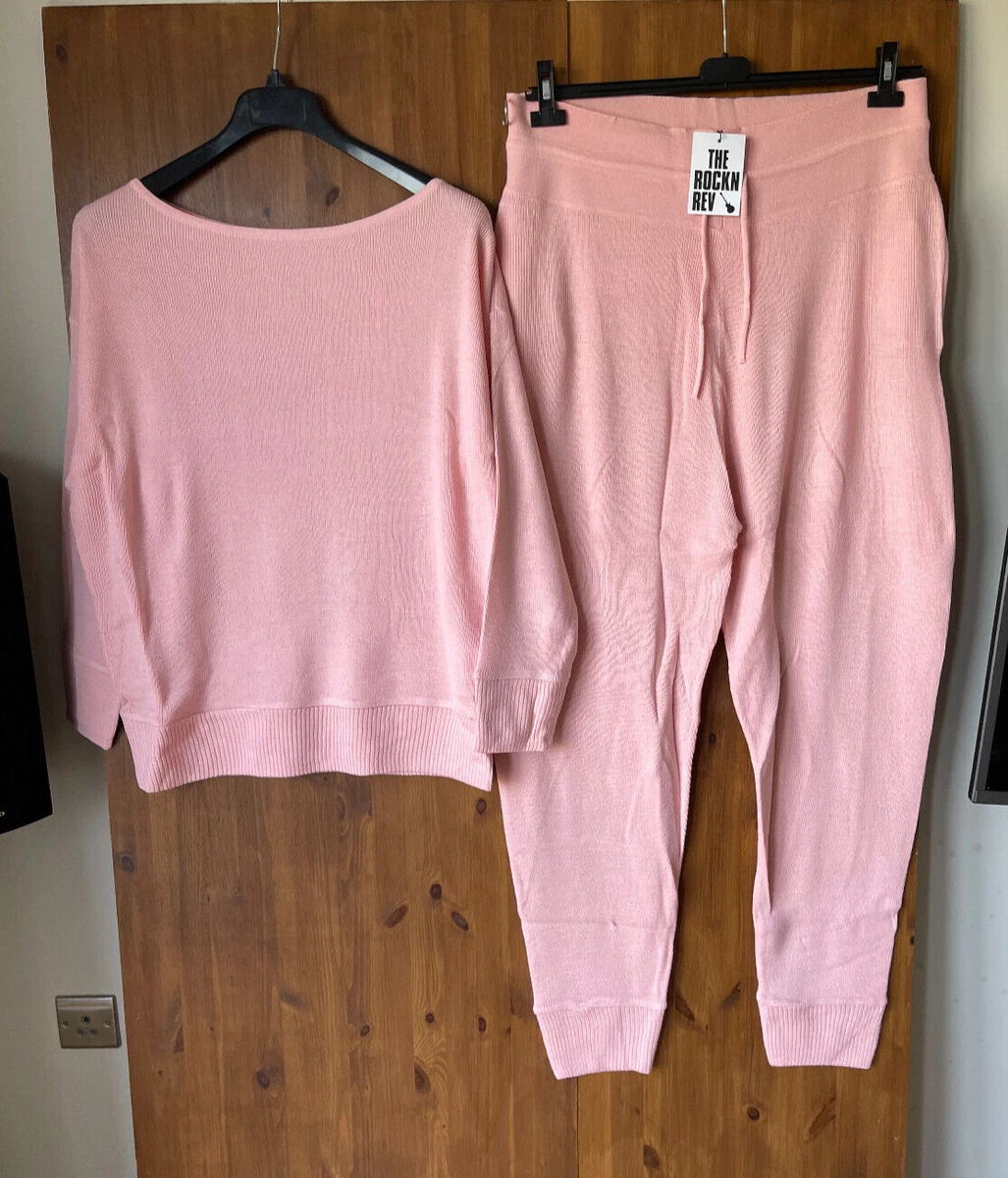 TWIN SET Pink Knit Joggers Jumper THE ROCKN REV UK 20 22 BNWT