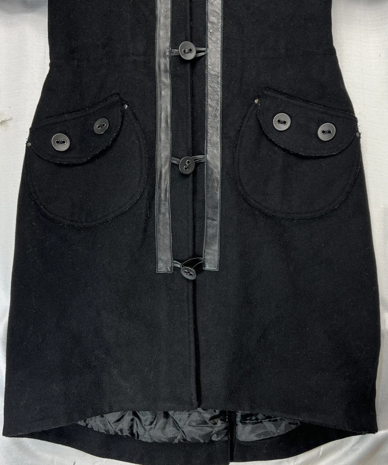 Mackage Wool Coat w/Leather Trim Womens Small Trench Military Jacket Canada Made - Image 4 of 4