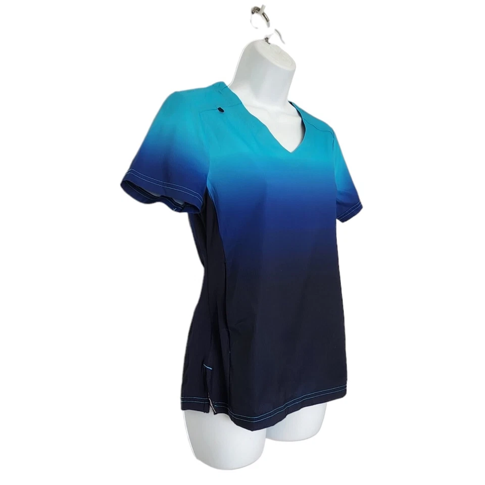 Koi Lite Womens Reform Scrub Top Size XXS V-Neck Ombre Slim Fit Pockets. - Image 3 of 4
