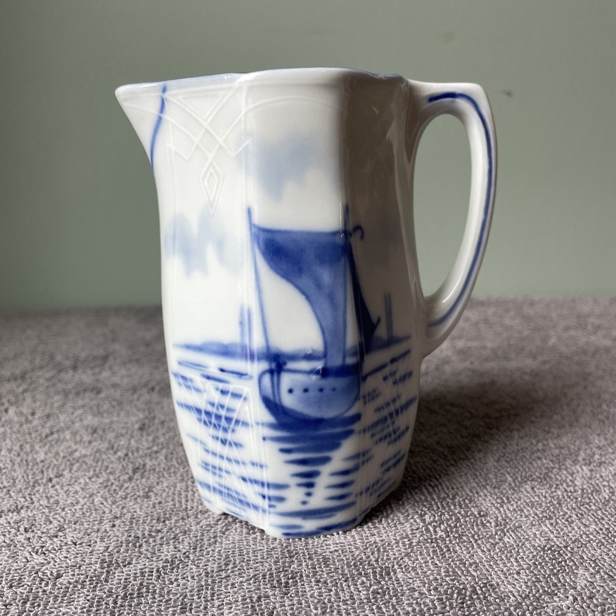 Antique Art Nouveau Design PITCHER Nautical DELFT 4694