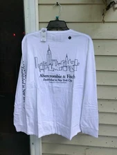 $35 abercrombie fitch soft a&f tee long sleeve white WITH BLACK size M, L
