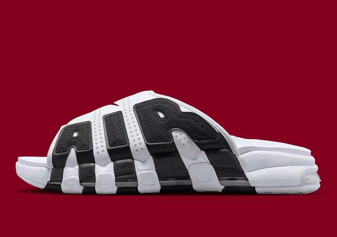 Nike Air More Uptempo Slide White Red Black FB7815-100 Men's